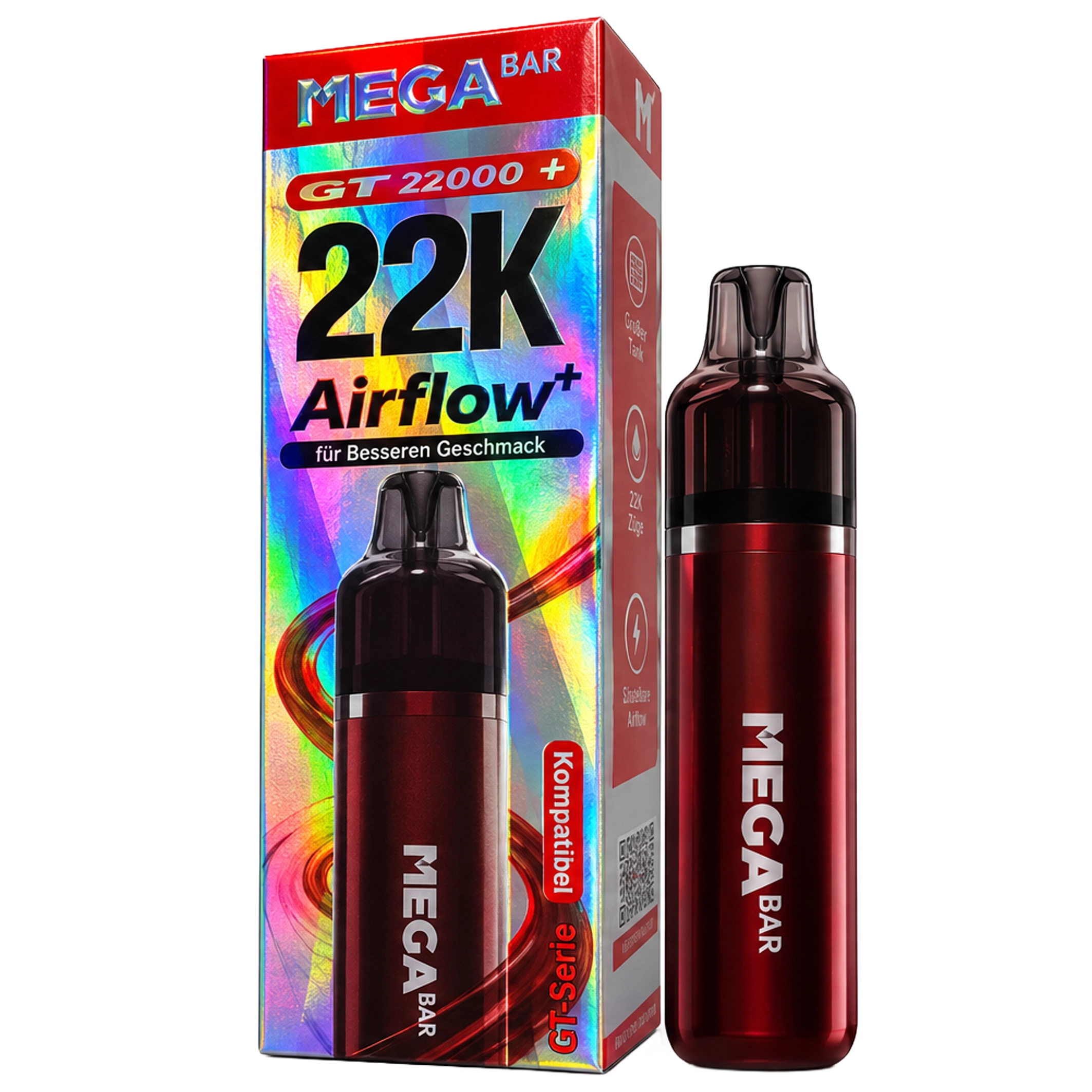 MEGABAR GT22000 + - E-Zigarette Basisgerät - Airflow Red
