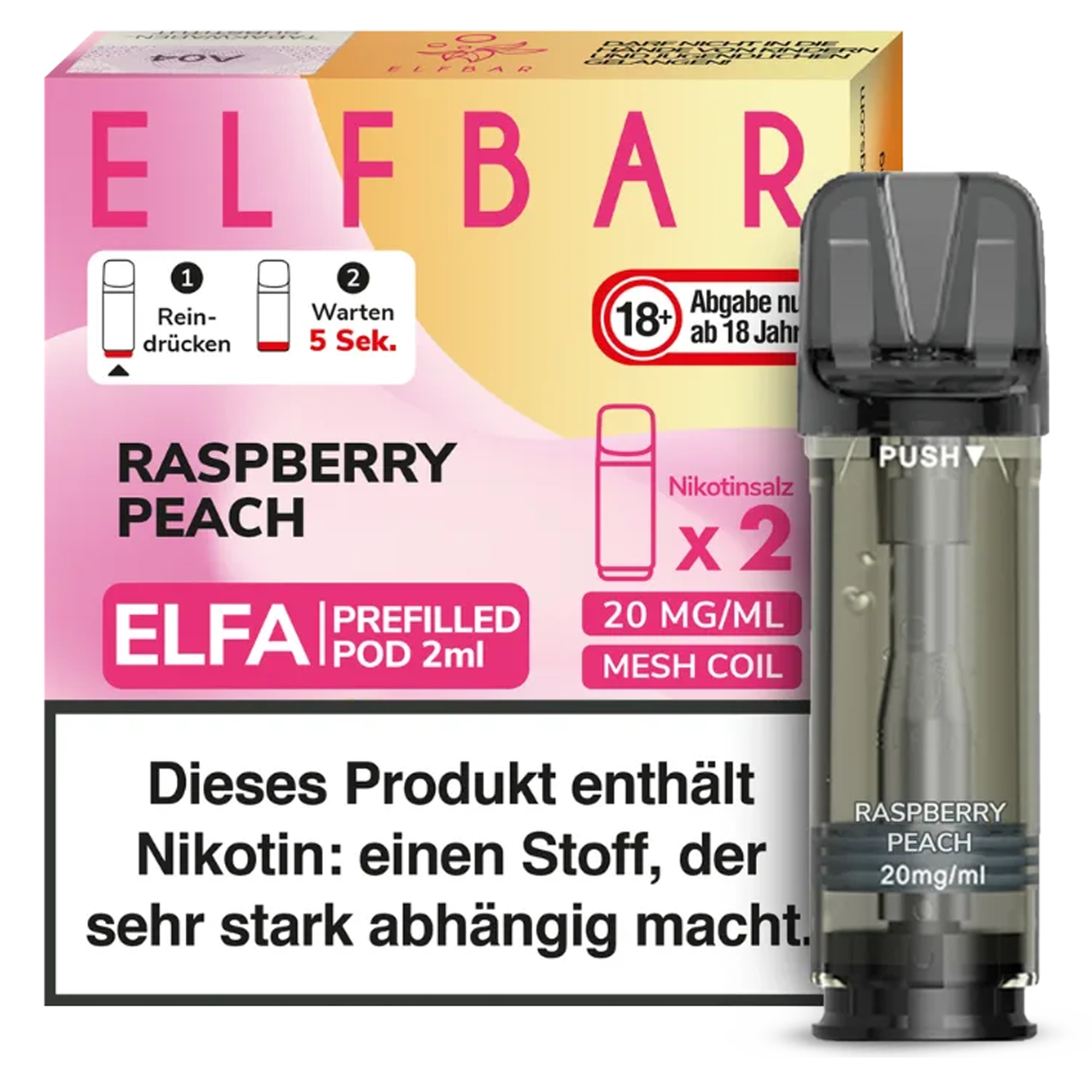 ElfBar - ELFA Pod - Raspberry Peach 20mg