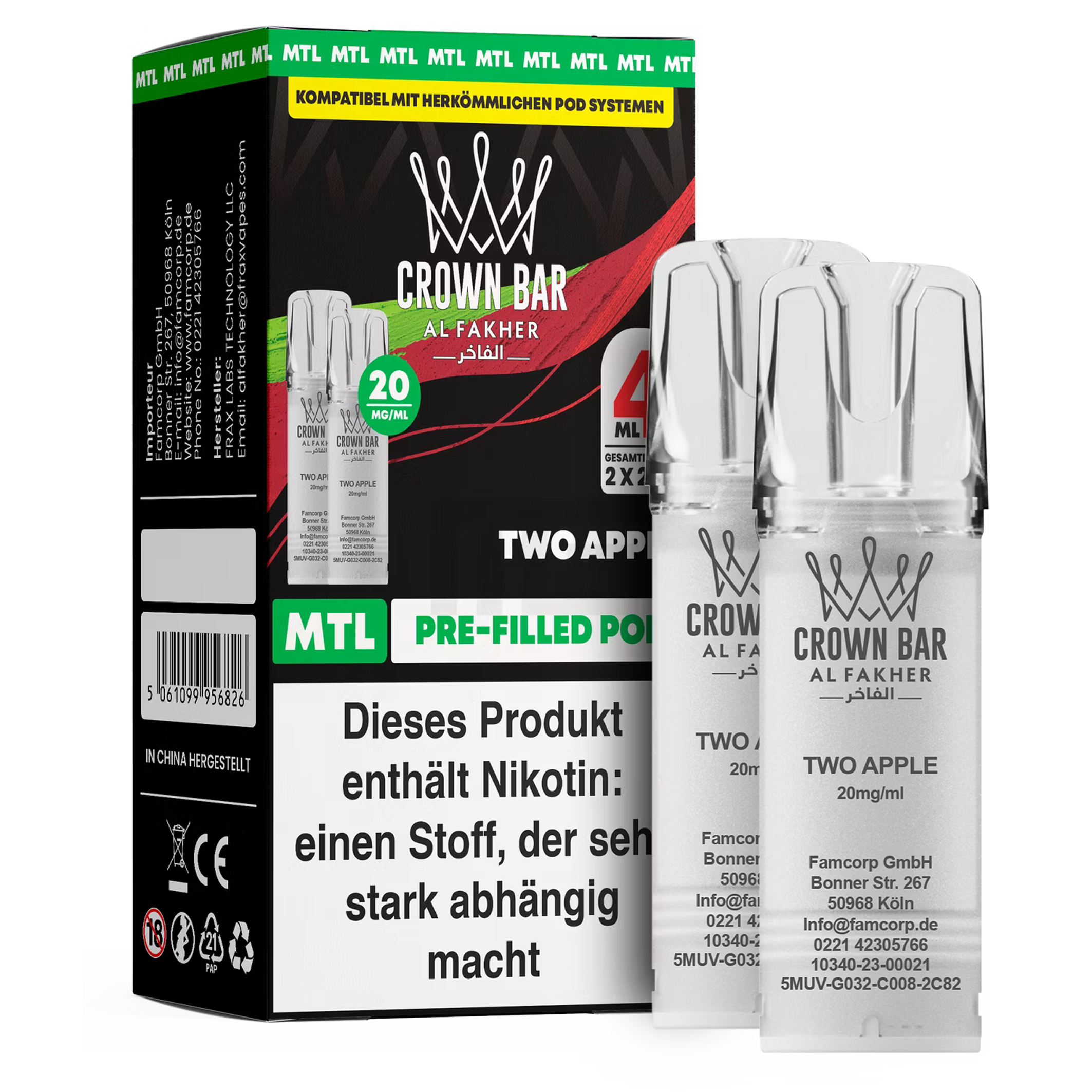 Al Fakher - Prefilled Pods - Two Apple 20mg