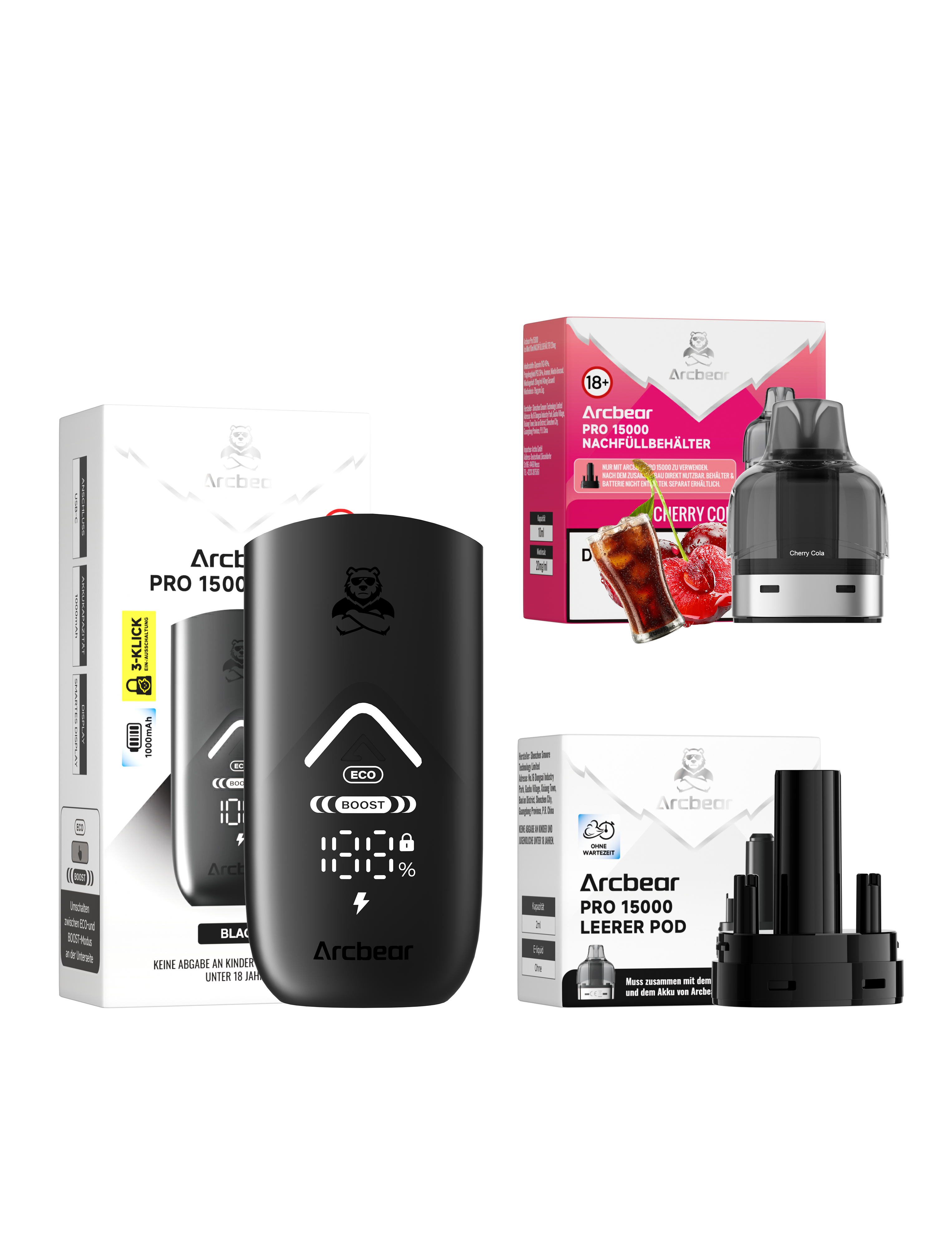 Arcbear - Pro 15000 Akku+Pod Set - Cherry Cola