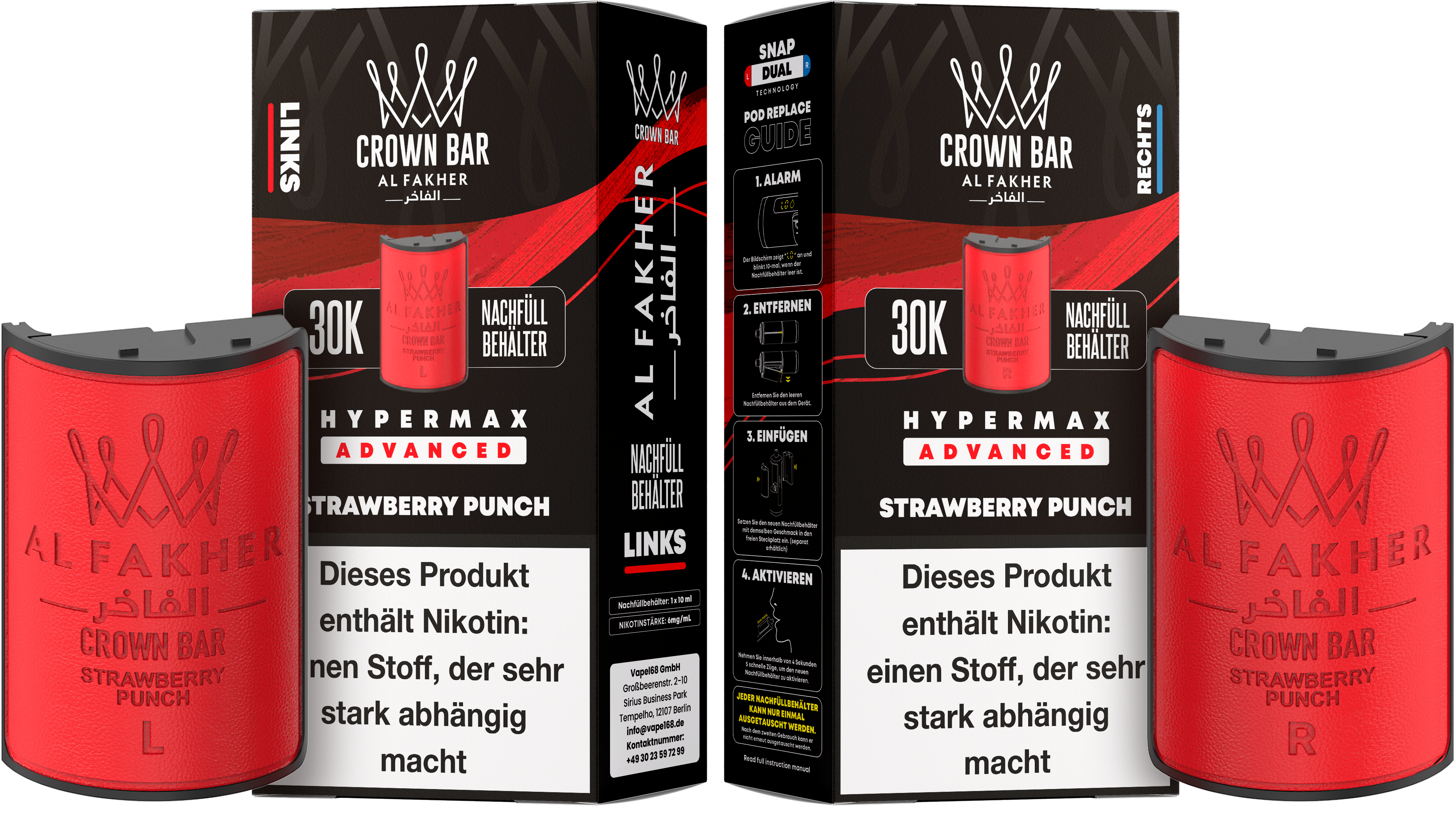 Al Fakher - Hypermax 30k 2x10ml Pod-Set - Strawberry Punch