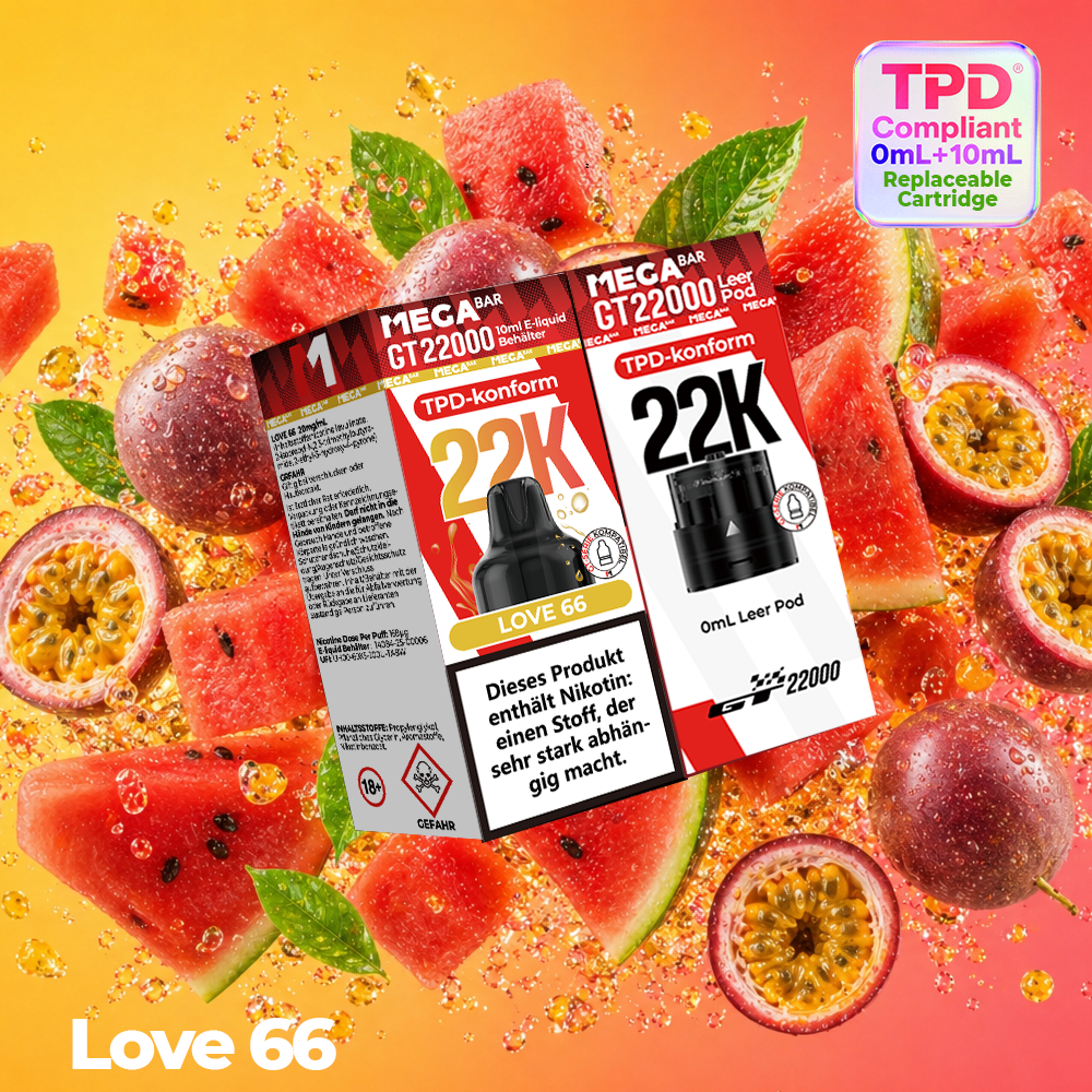 MEGABAR 22K - Prefilled Pod-Liquid 0+10ml - Love 66