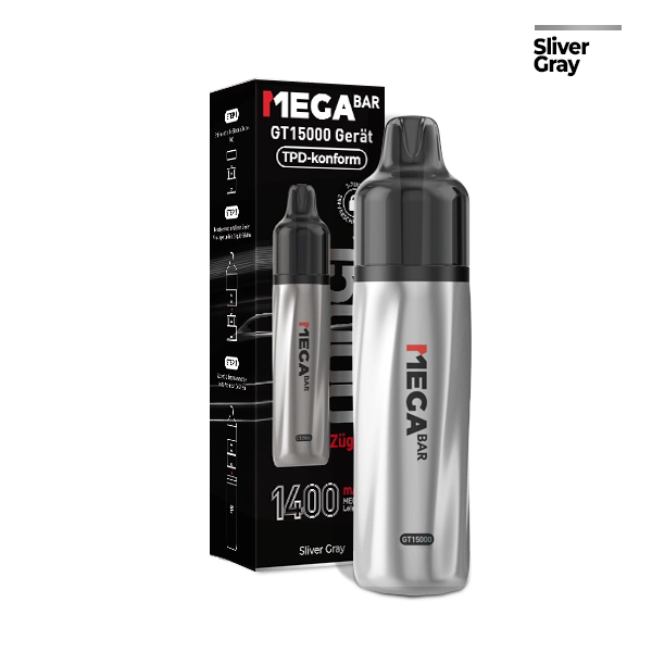 MEGABAR GT15000 - E-Zigarette Basisgerät - Silver Gray