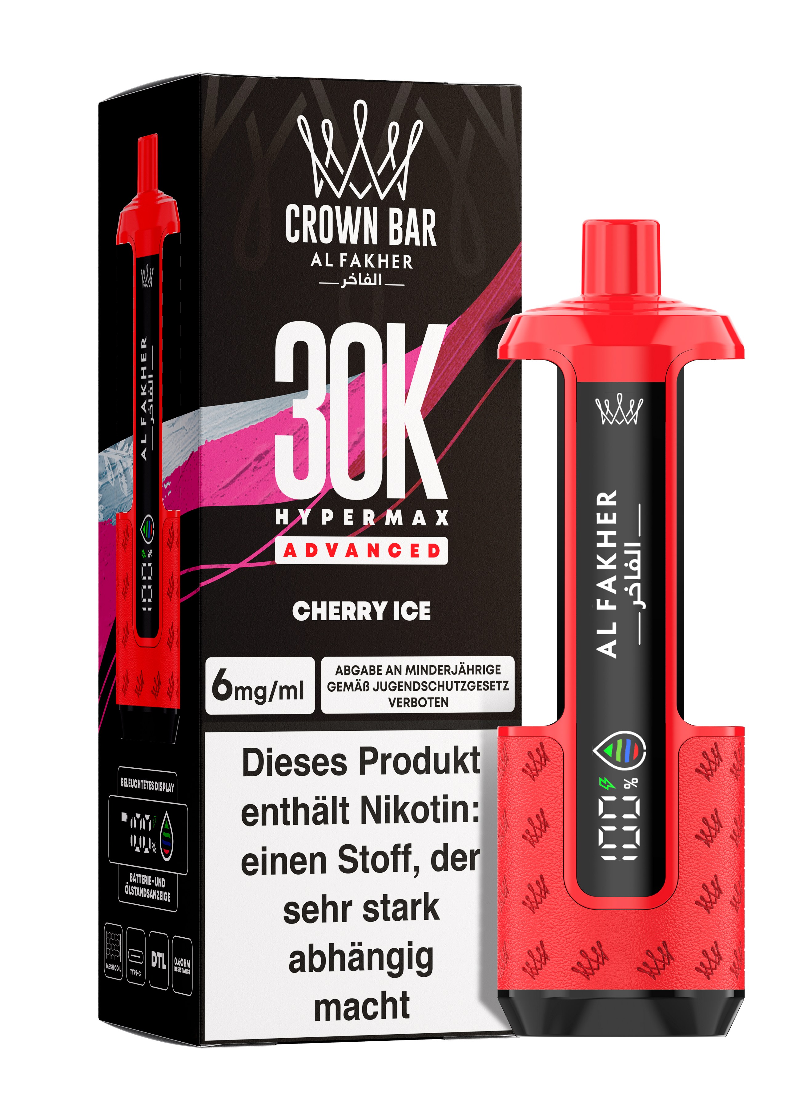 Al Fakher - Hypermax 30k 2ml Gerät + 2x10ml Pod - Cherry Ice