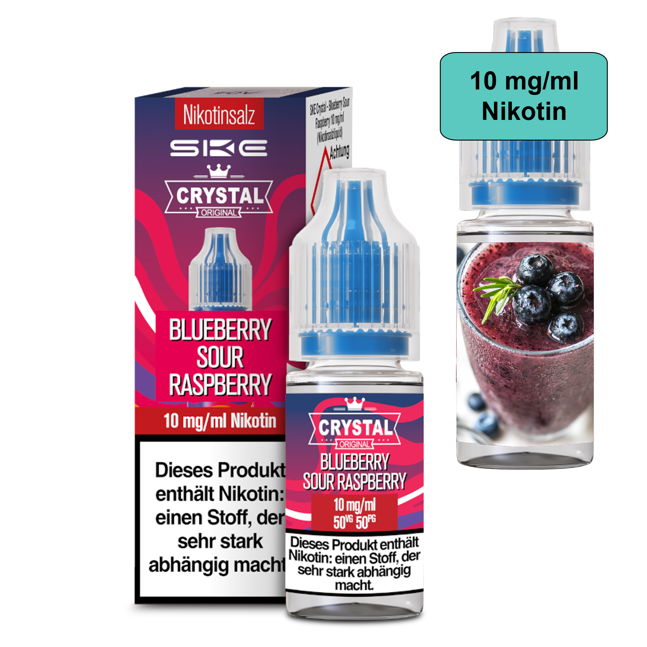 SKE Crystal Liquid - Blauberry Sour Raspberry 10ml - 10mg