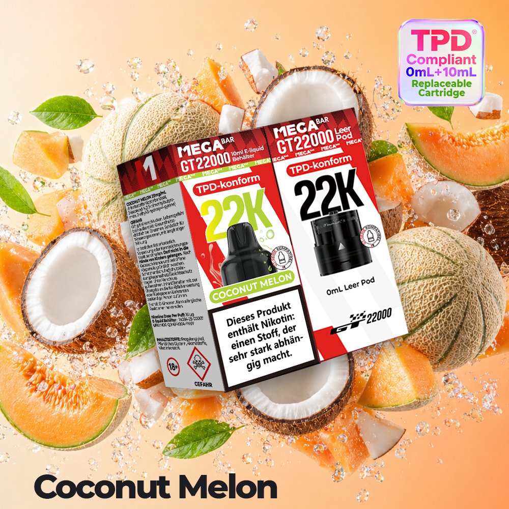 MEGABAR 22K - Prefilled Pod-Liquid 0+10ml - Coconut Melon