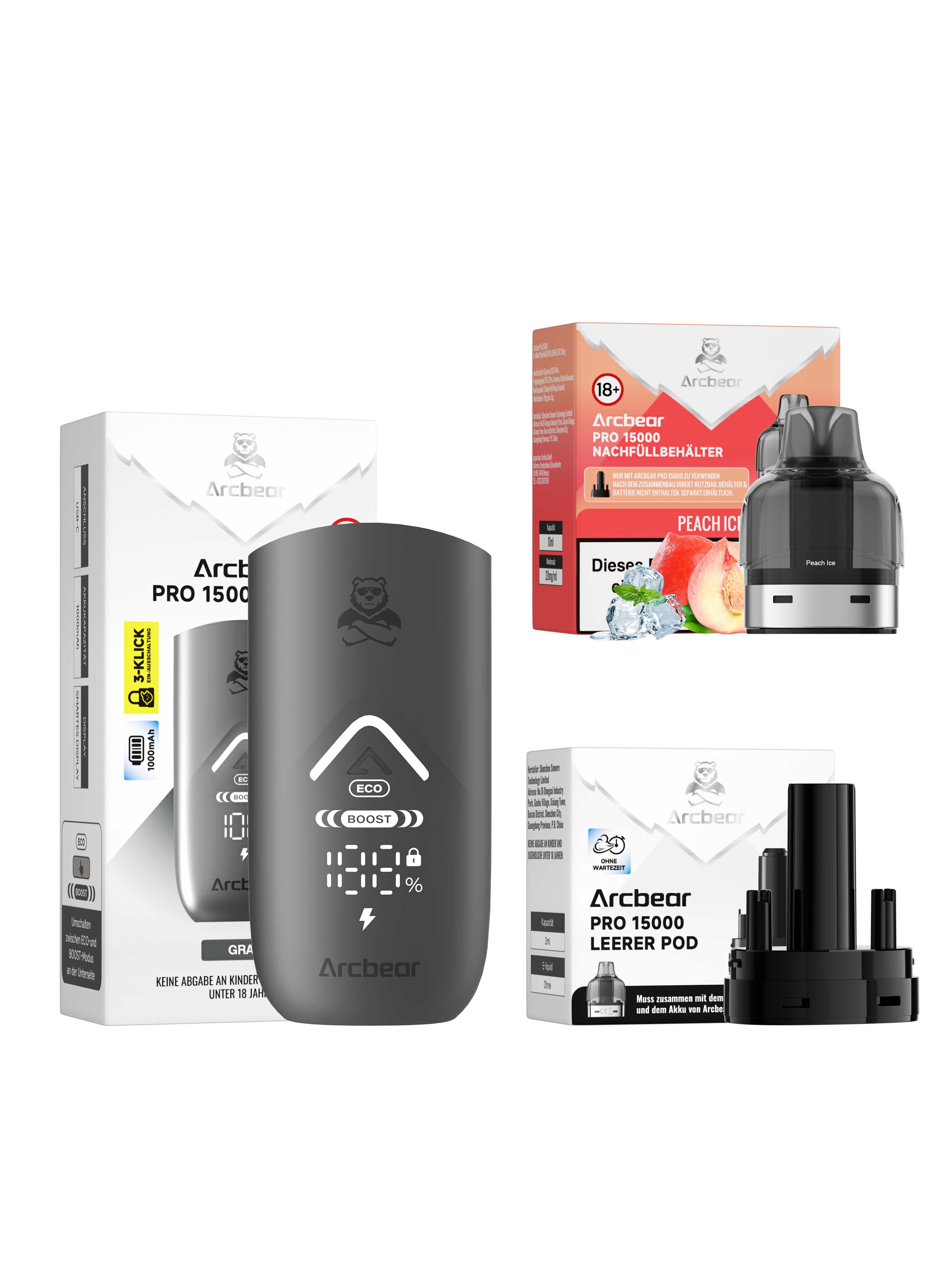 Arcbear - Pro 15000 Akku+Pod Set - Peach Ice