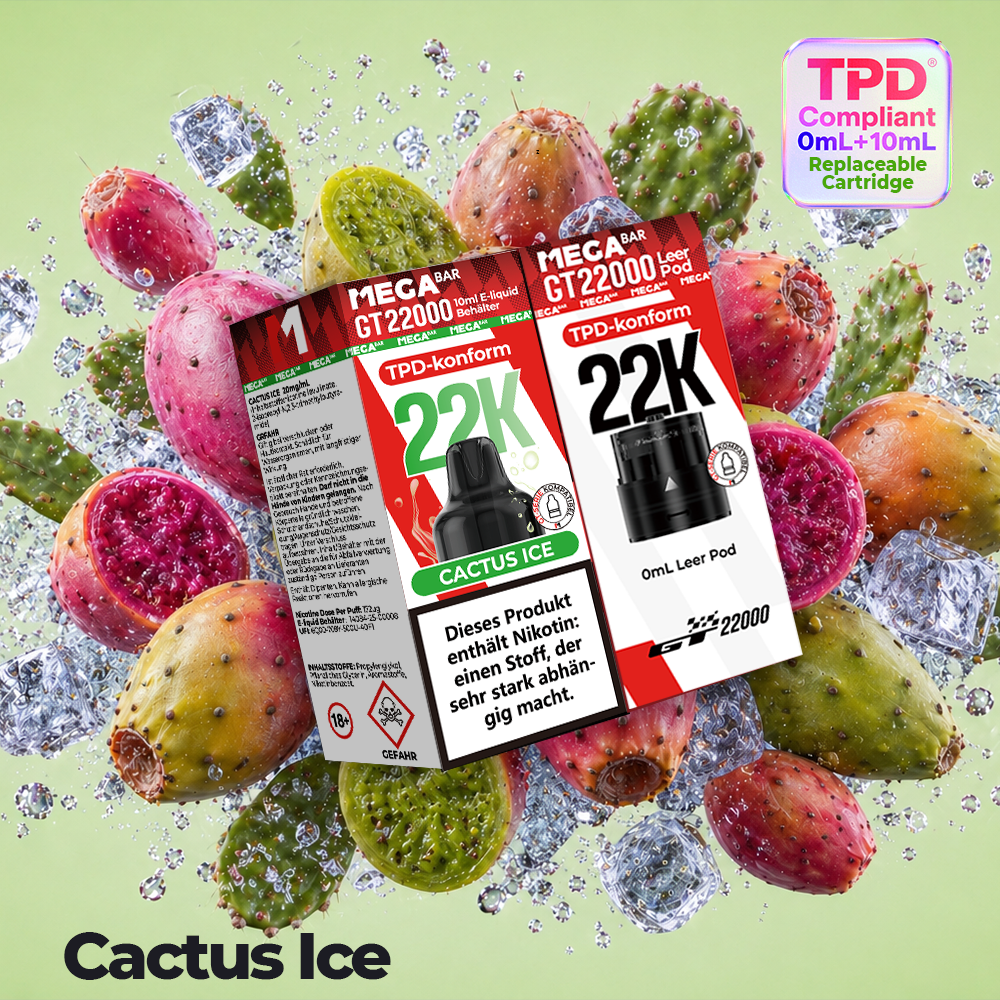 MEGABAR 22K - Prefilled Pod-Liquid 0+10ml - Cactus Ice