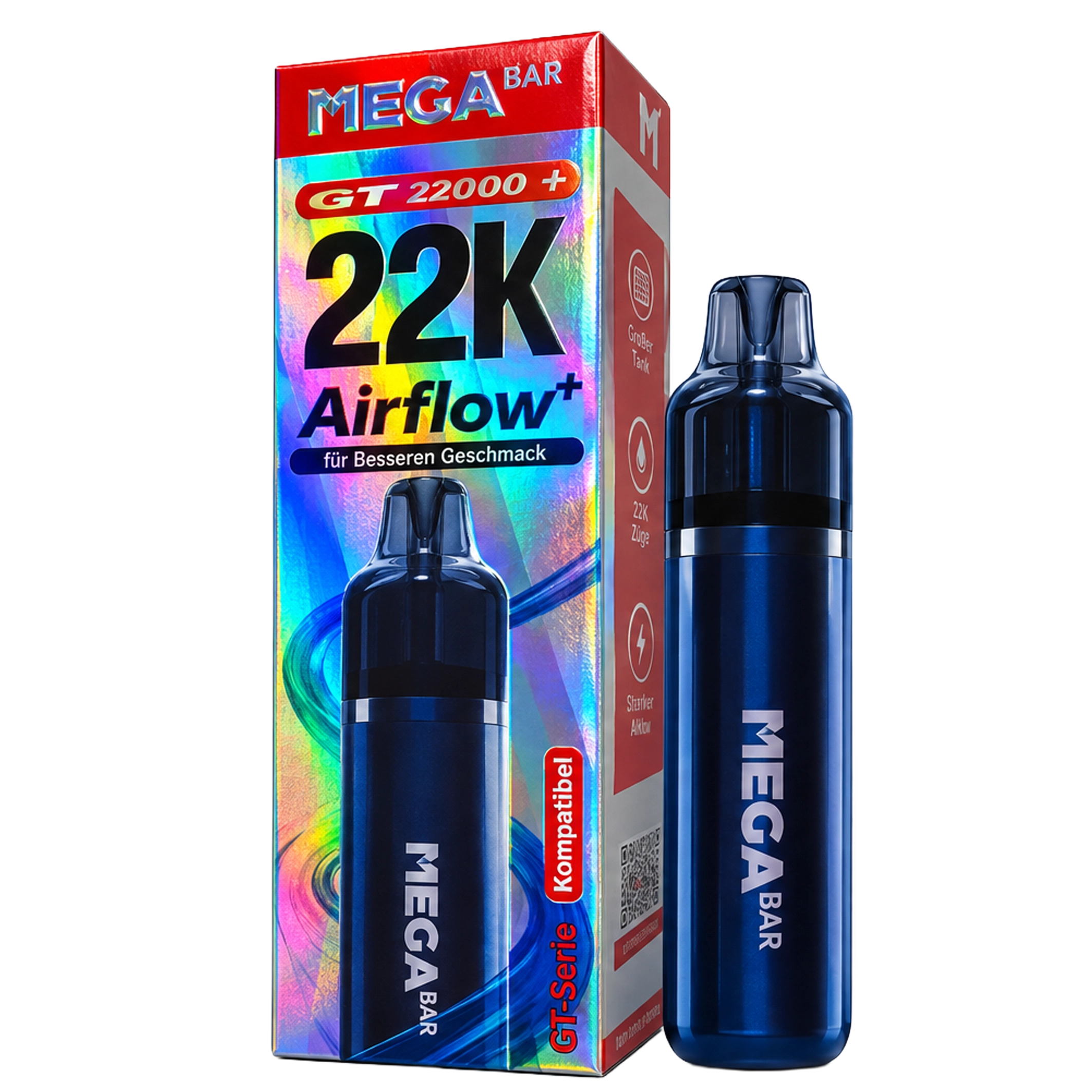MEGABAR GT22000 + - E-Zigarette Basisgerät - Airflow Blue