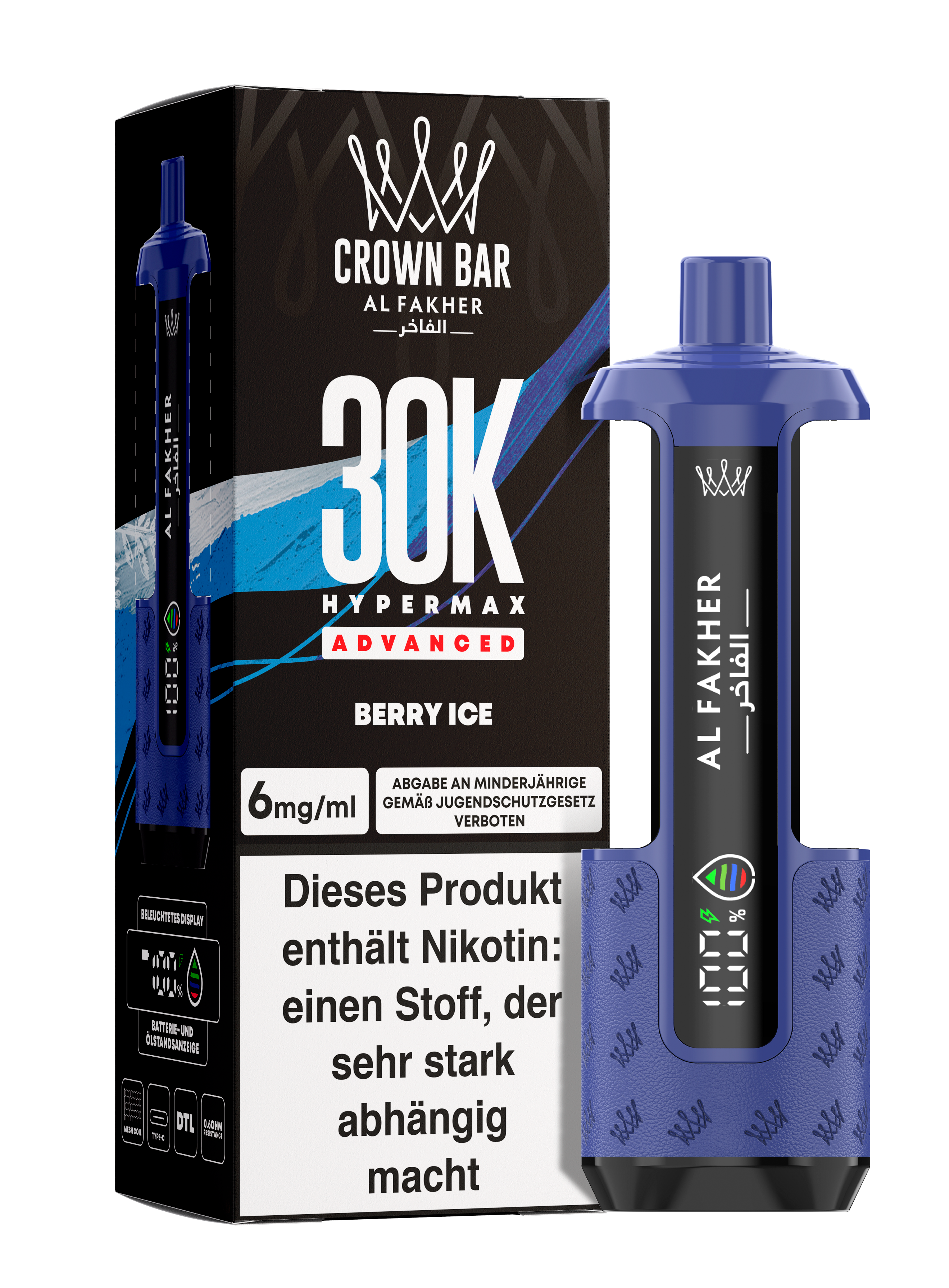 Al Fakher - Hypermax 30k 2ml Gerät + 2x10ml Pod - Berry Ice