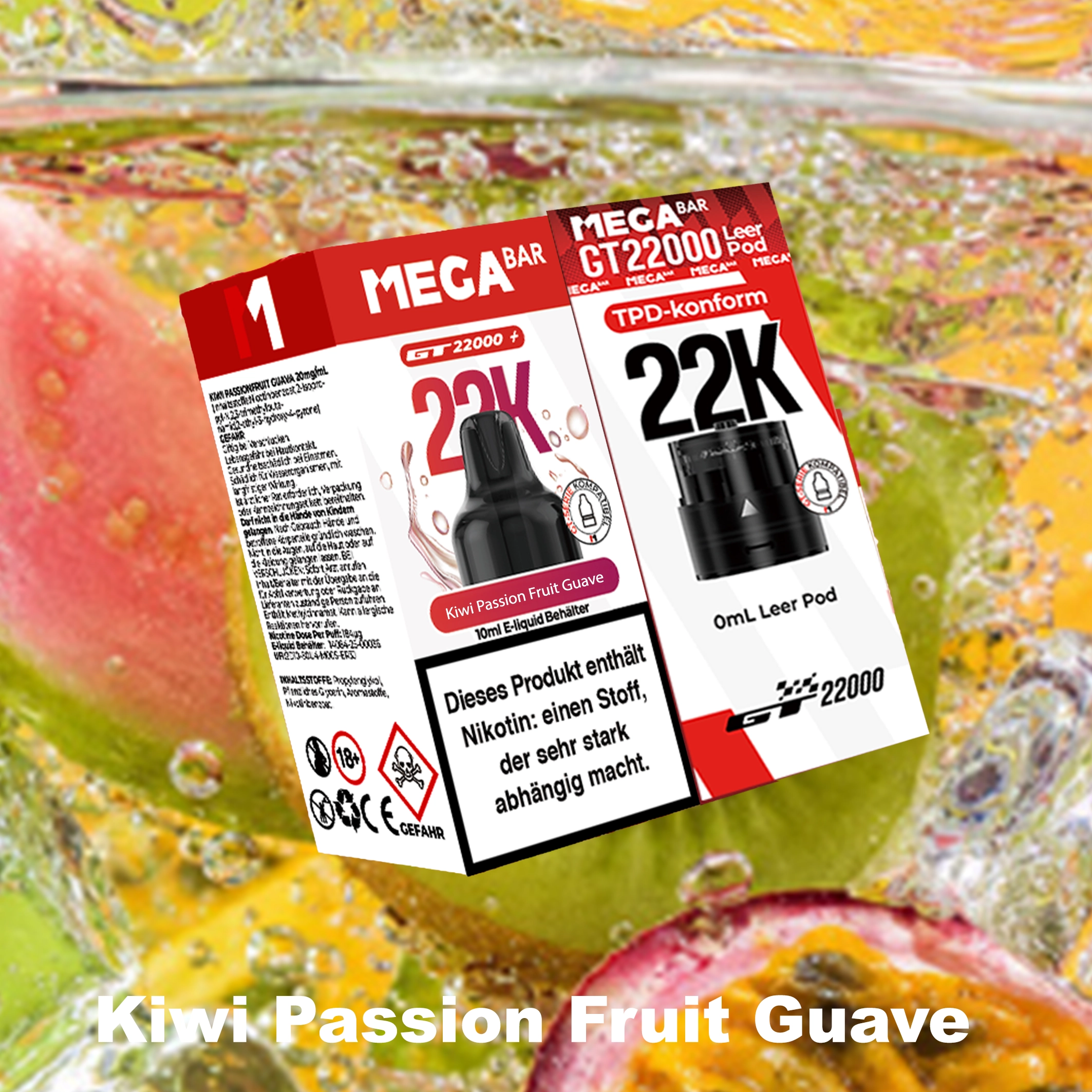 MEGABAR 22K - Prefilled Pod-Liquid 0+10ml - Kiwi Passion Fruit Guave