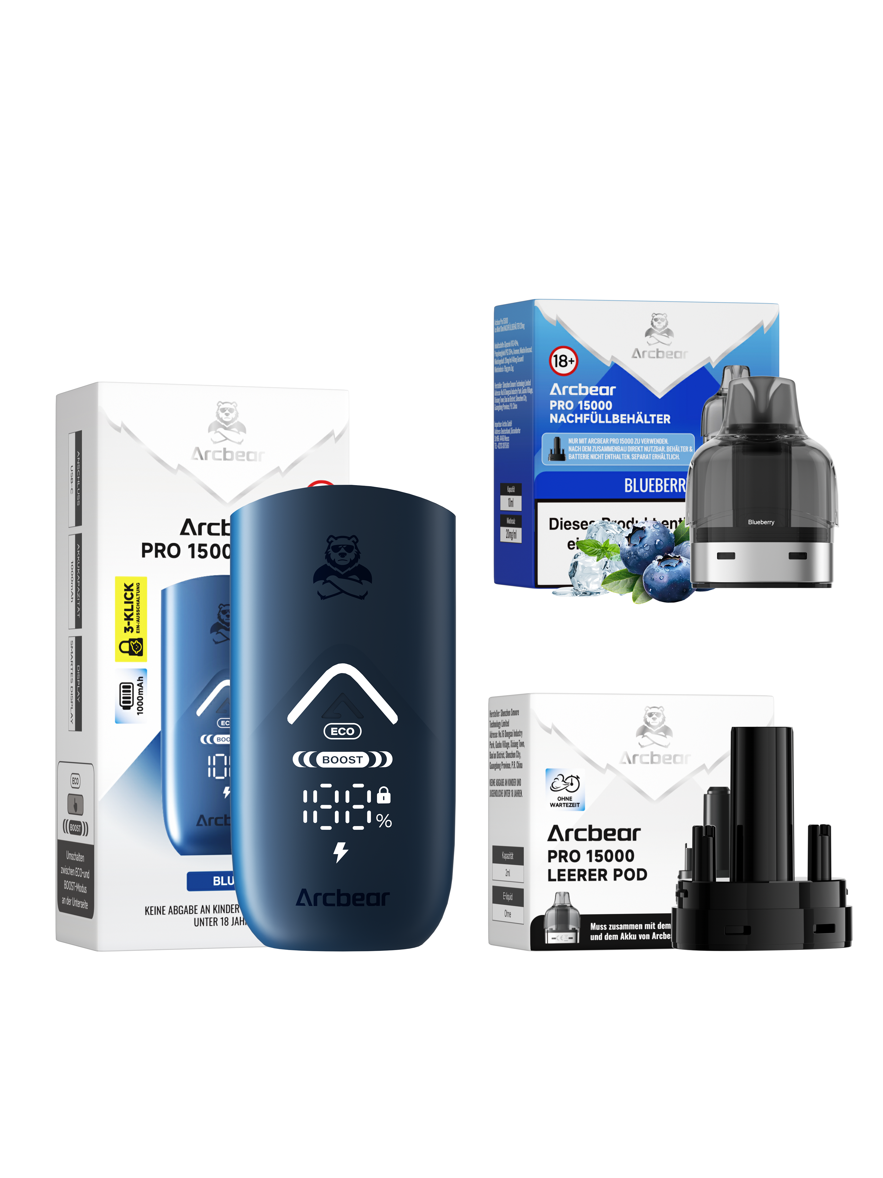 Arcbear - Pro 15000 Akku+Pod Set - Blueberry