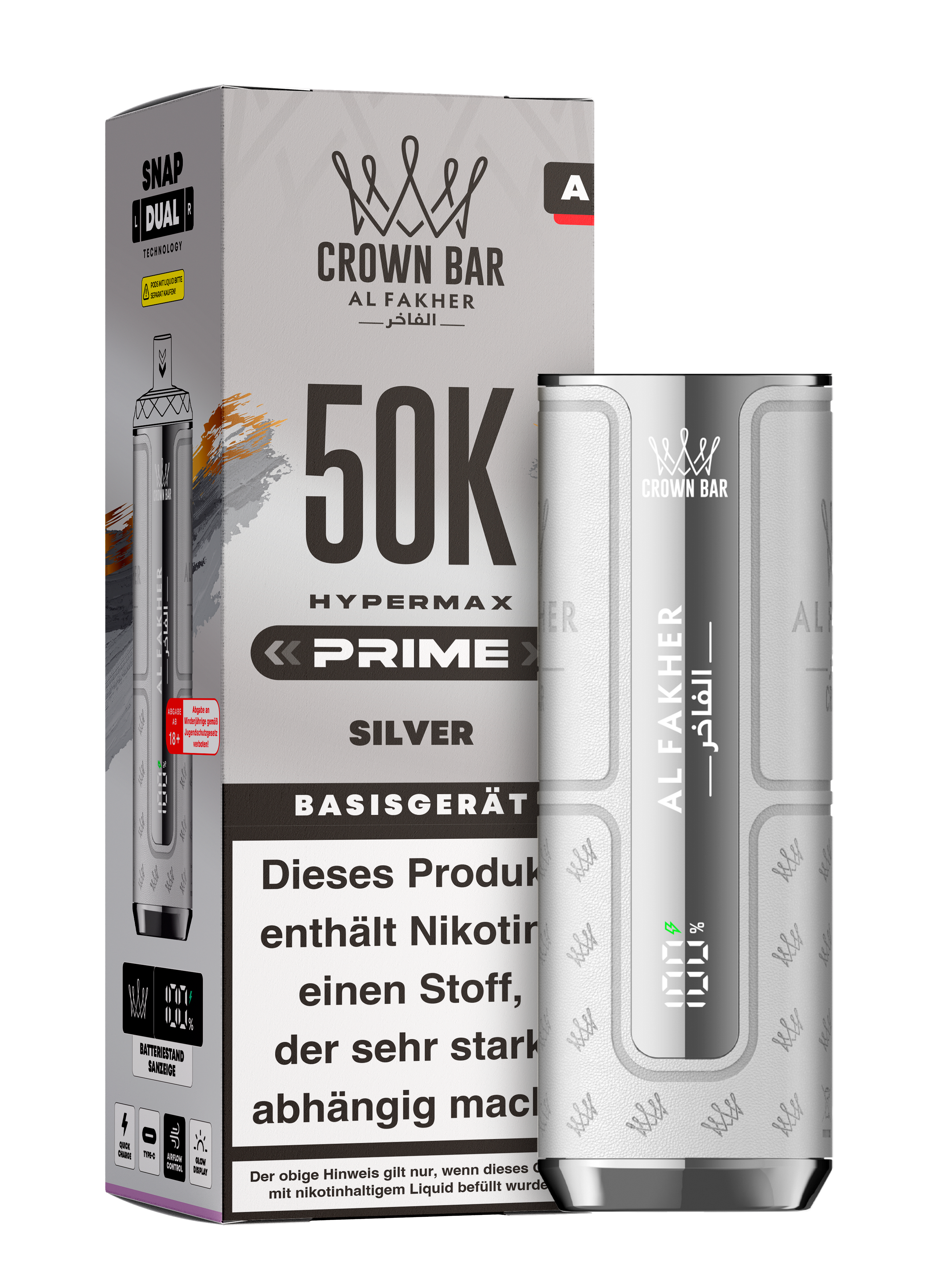 Al Fakher - Hypermax Prime 50K Akku - Silver