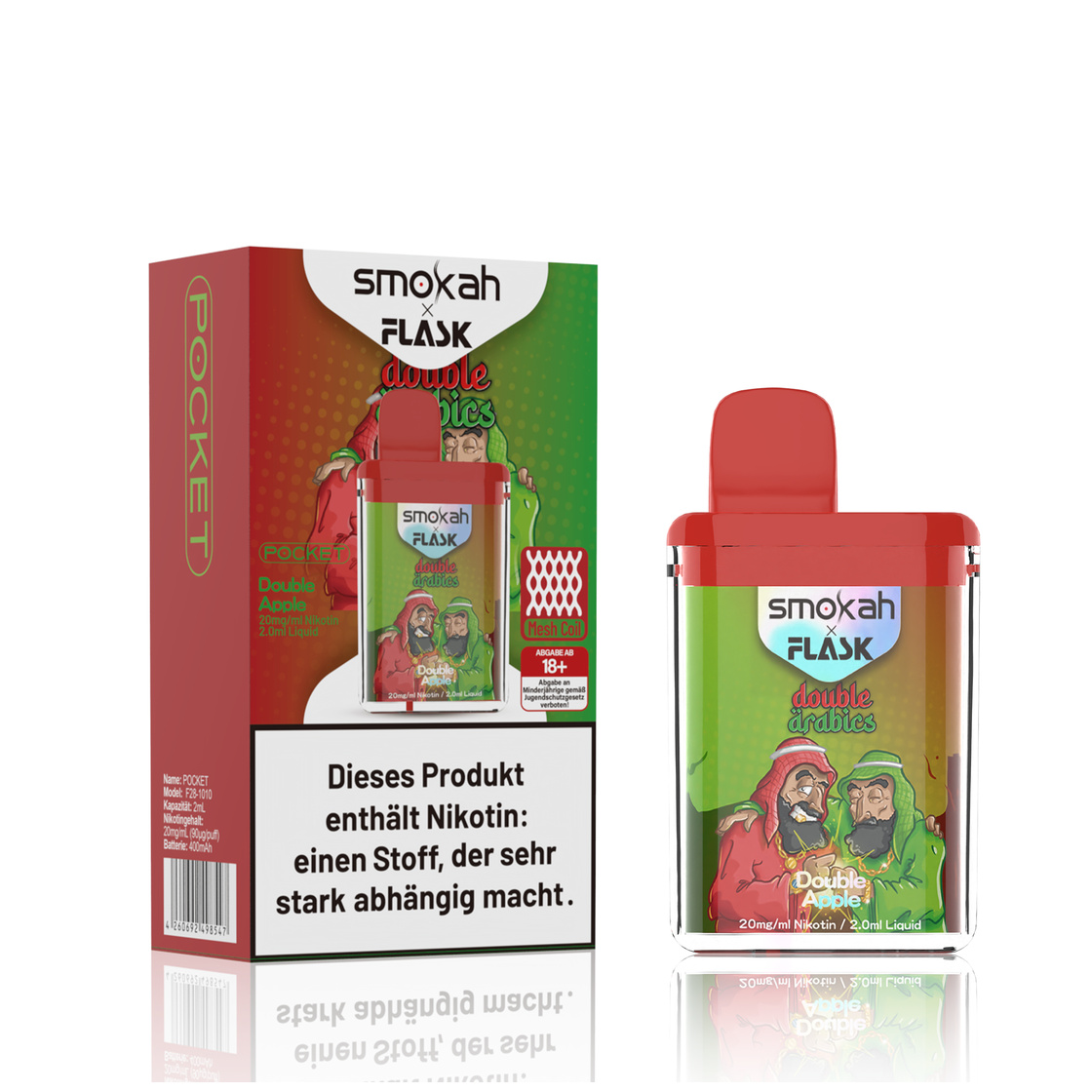 Smokah x Flask - Pocket Vape - Double Arabics 20mg