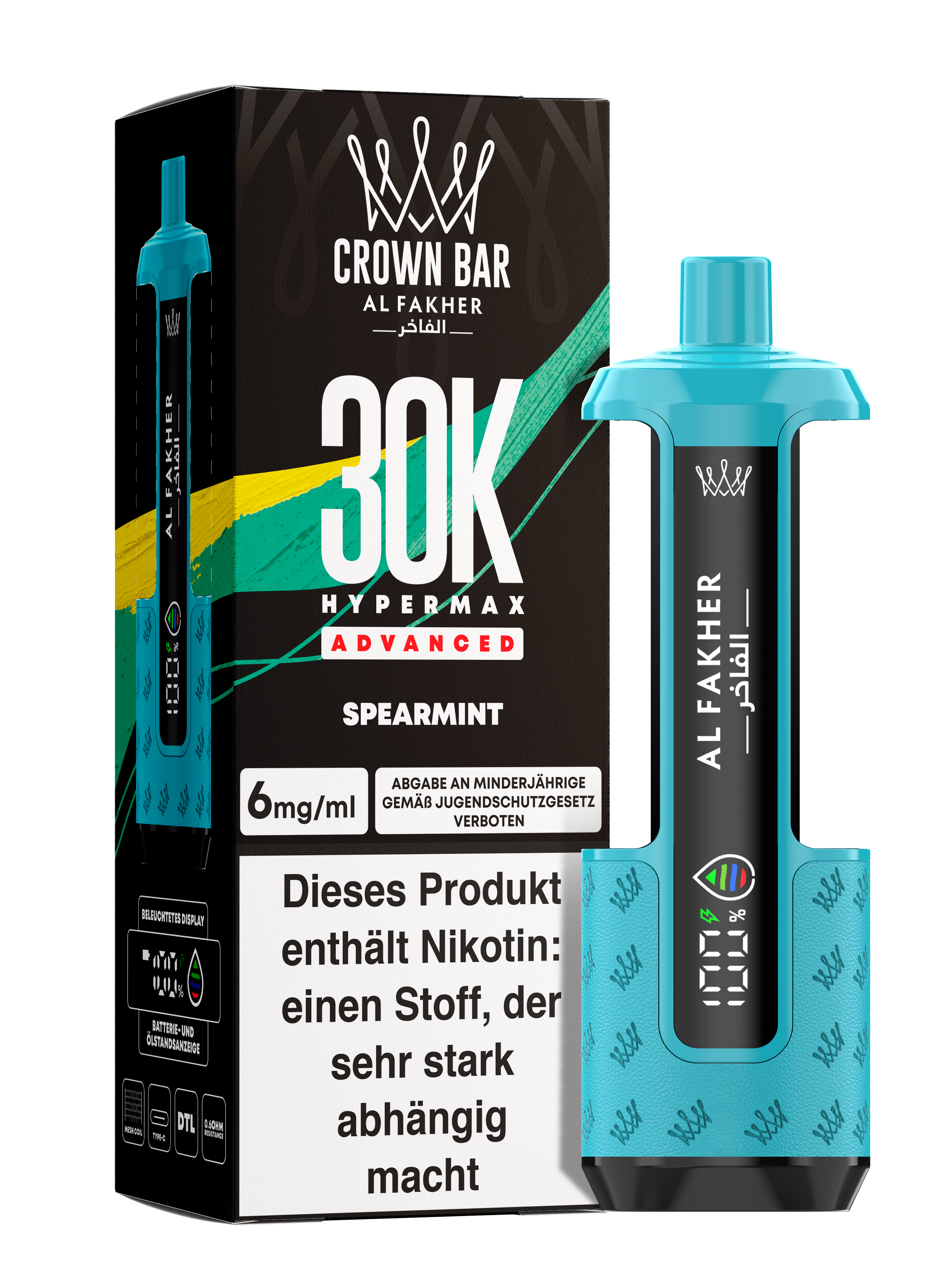 Al Fakher - Hypermax 30k 2ml Gerät + 2x10ml Pod - Spearmint