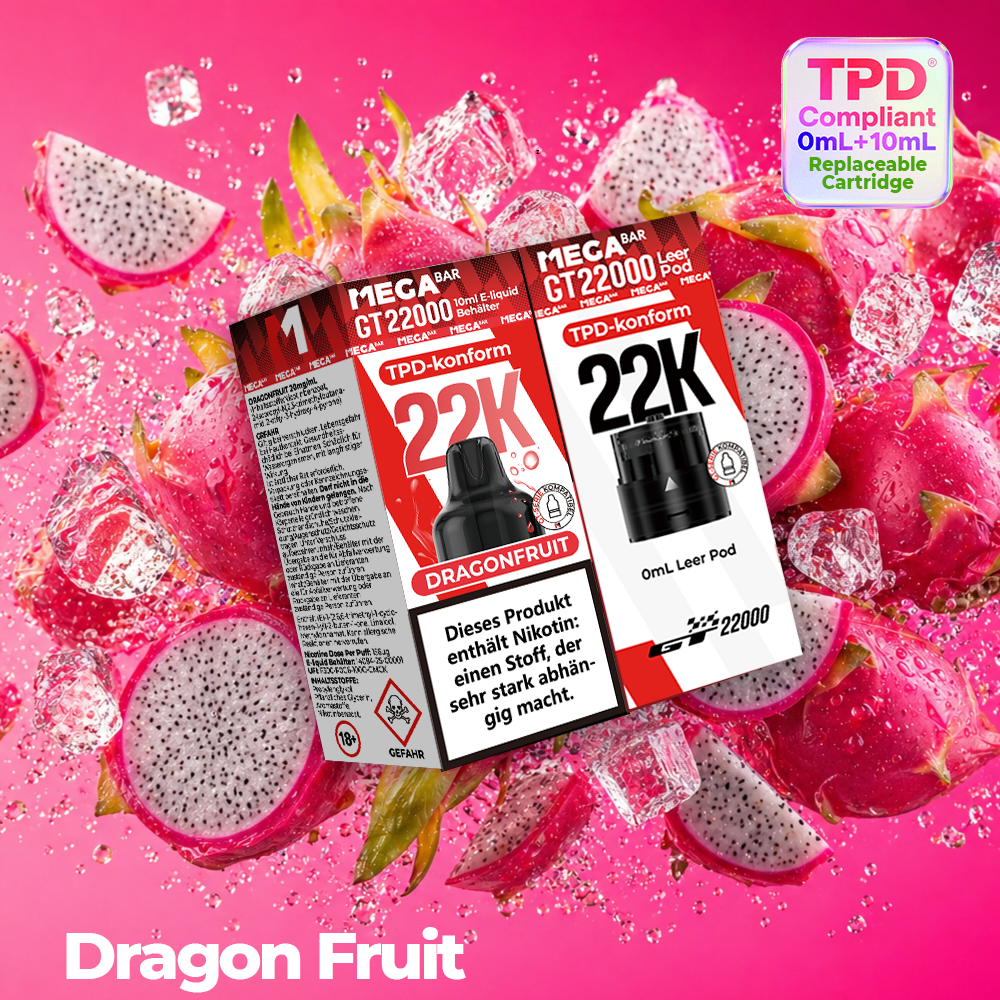MEGABAR 22K - Prefilled Pod-Liquid 0+10ml - Dragonfruit