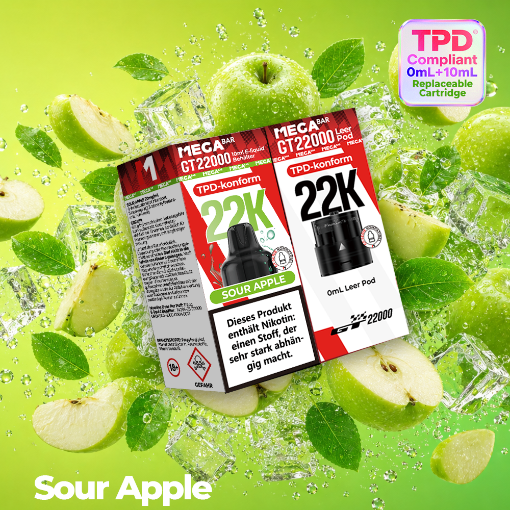 MEGABAR 22K - Prefilled Pod-Liquid 0+10ml - Sour Apple