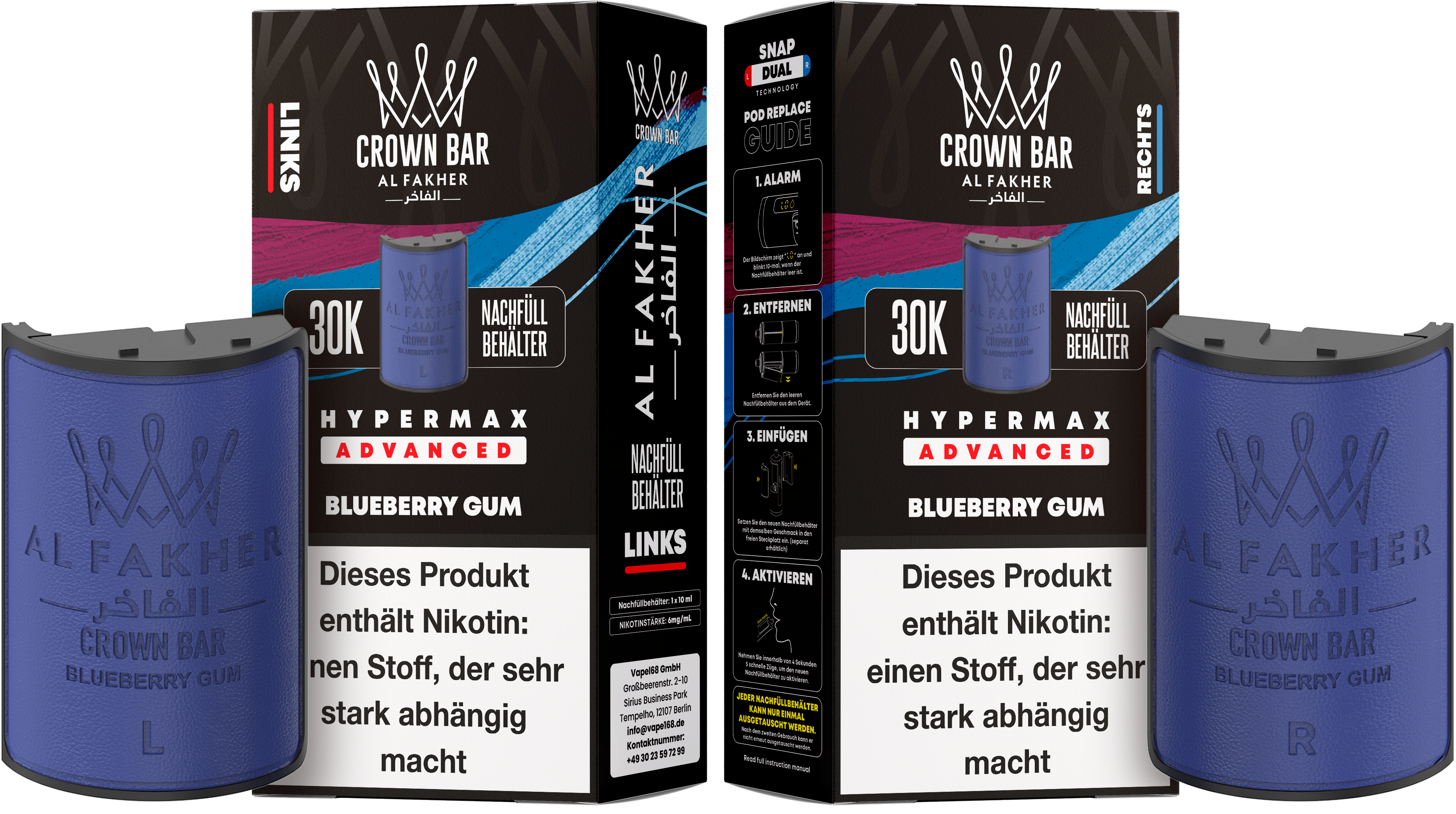 Al Fakher - Hypermax 30k 2x10ml Pod-Set - Blueberry Gum