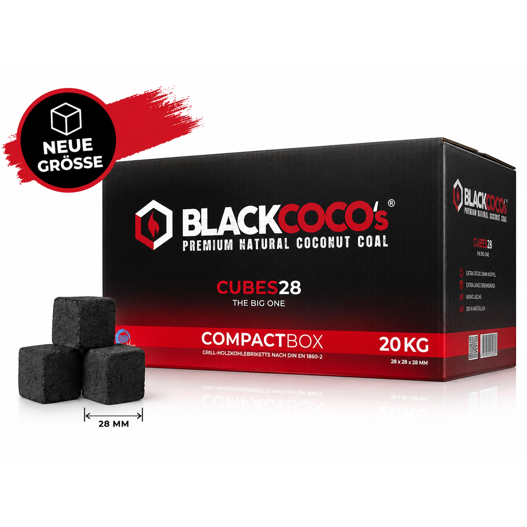 Blackcoco - Naturkohle - CUBES28 20kg