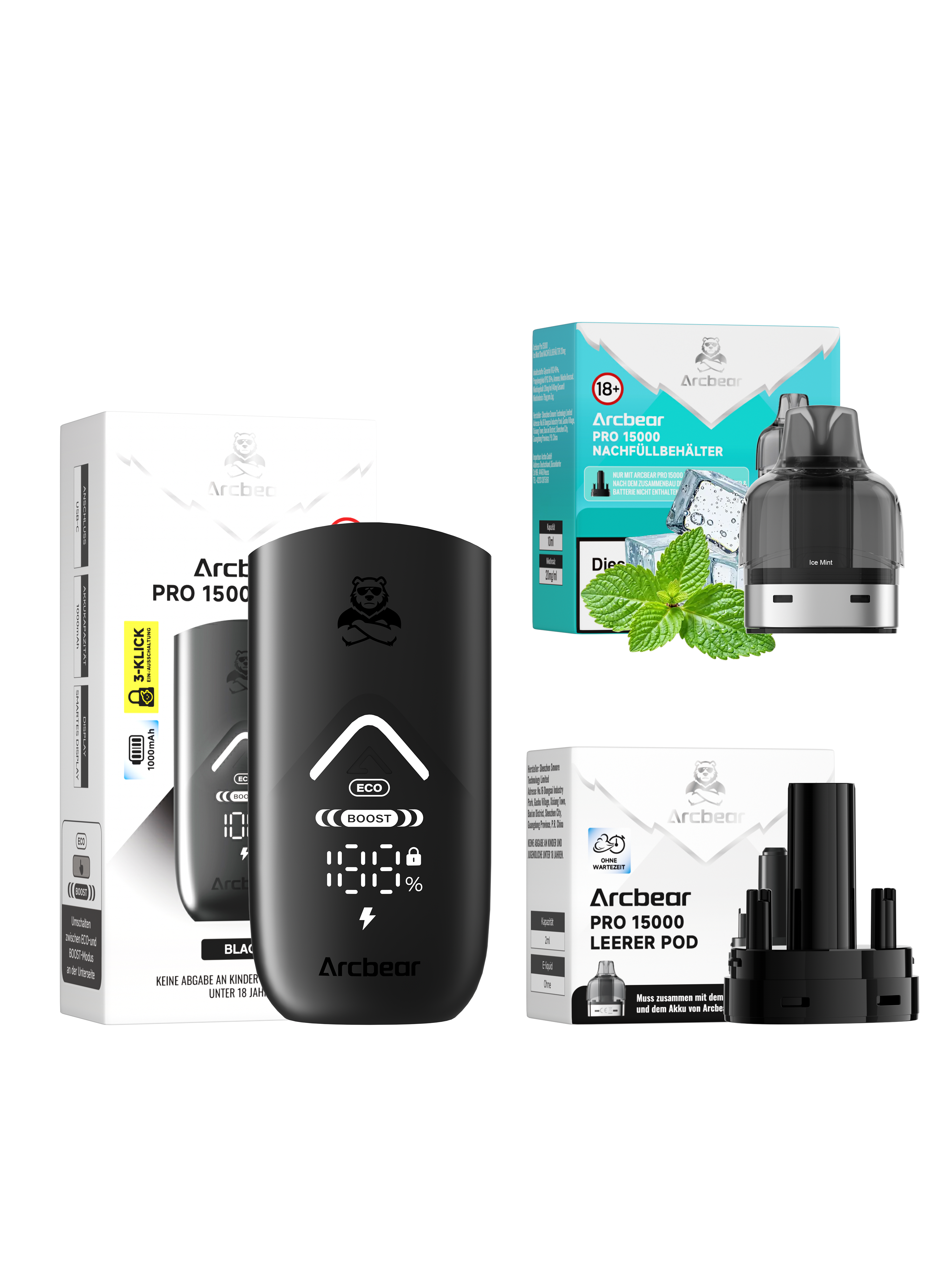 Arcbear - Pro 15000 Akku+Pod Set - Ice Mint
