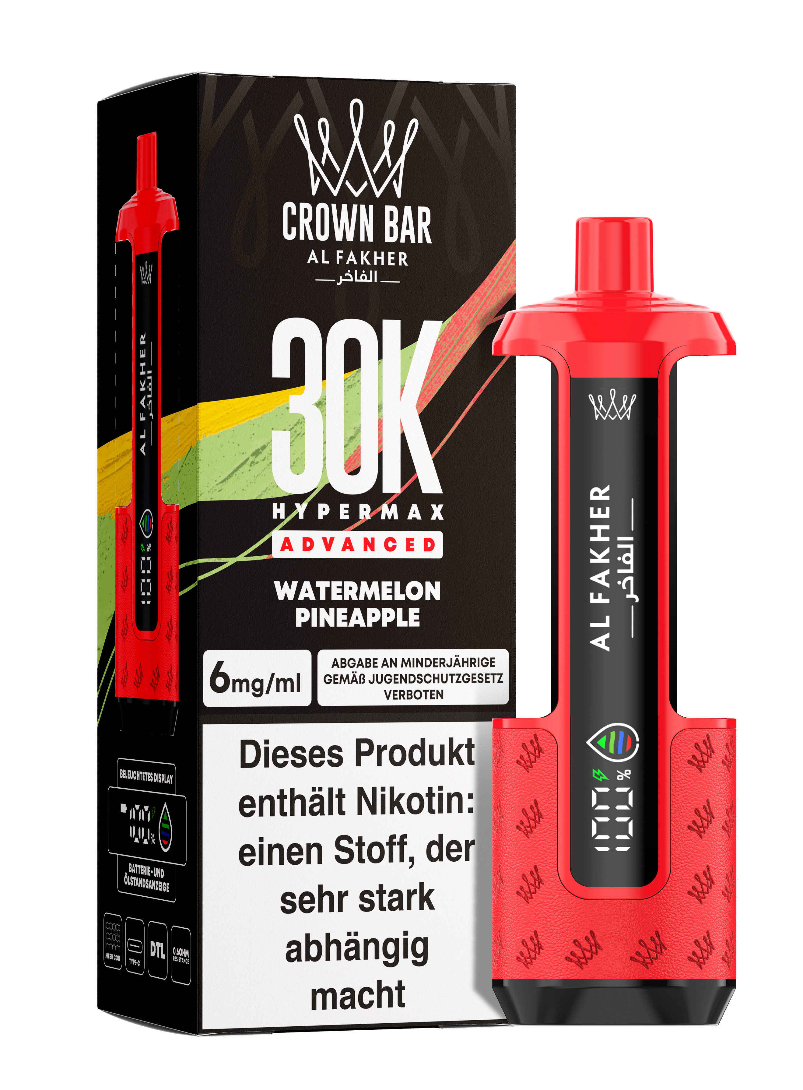 Al Fakher - Hypermax 30k 2ml Gerät + 2x10ml Pod - Watermelon Pineapple