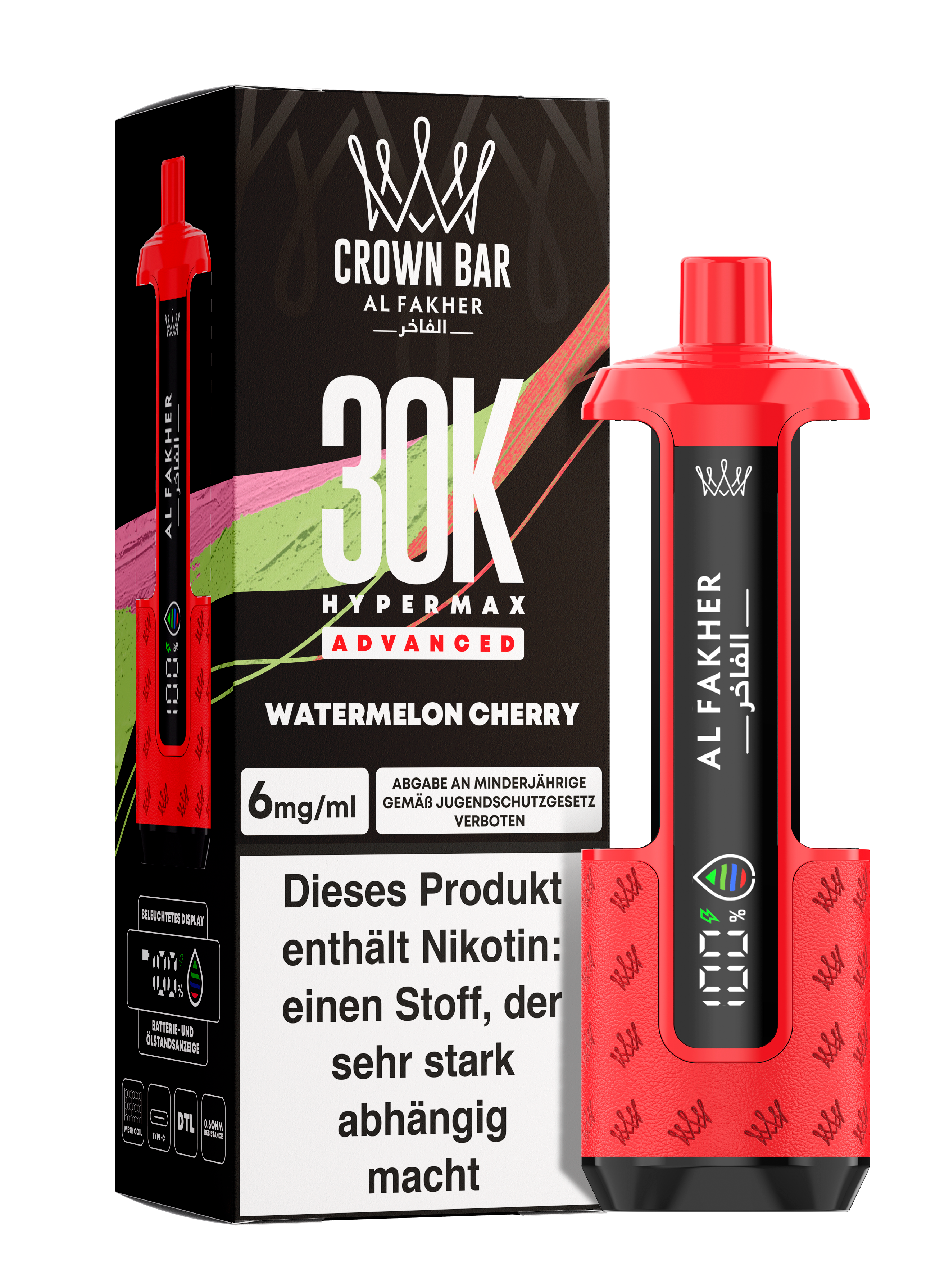 Al Fakher - Hypermax 30k 2ml Gerät + 2x10ml Pod - Watermelon Cherry