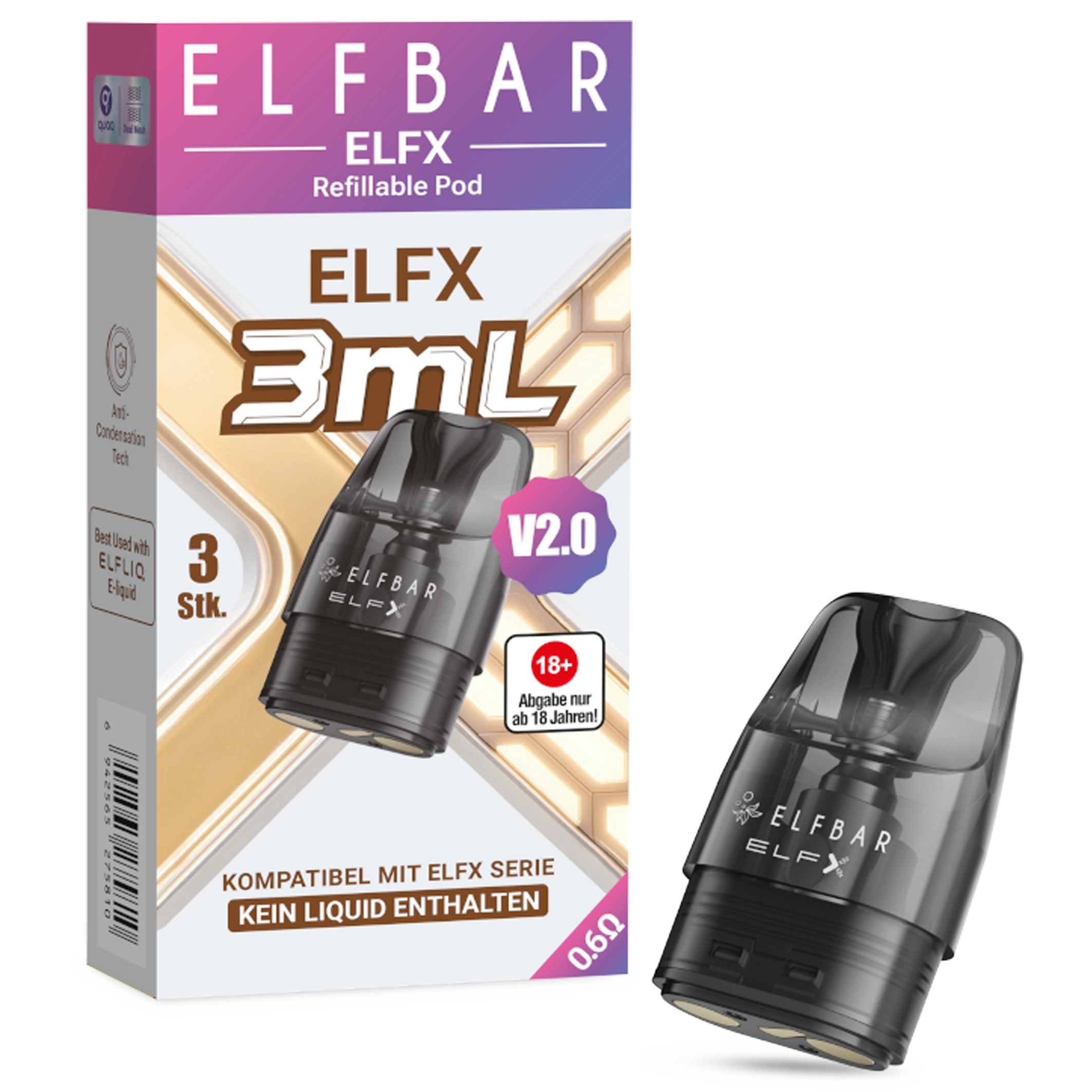 ElfBar - ELFX V2 Pod Tank 3ML - 3er Pack 0,6 Ohm