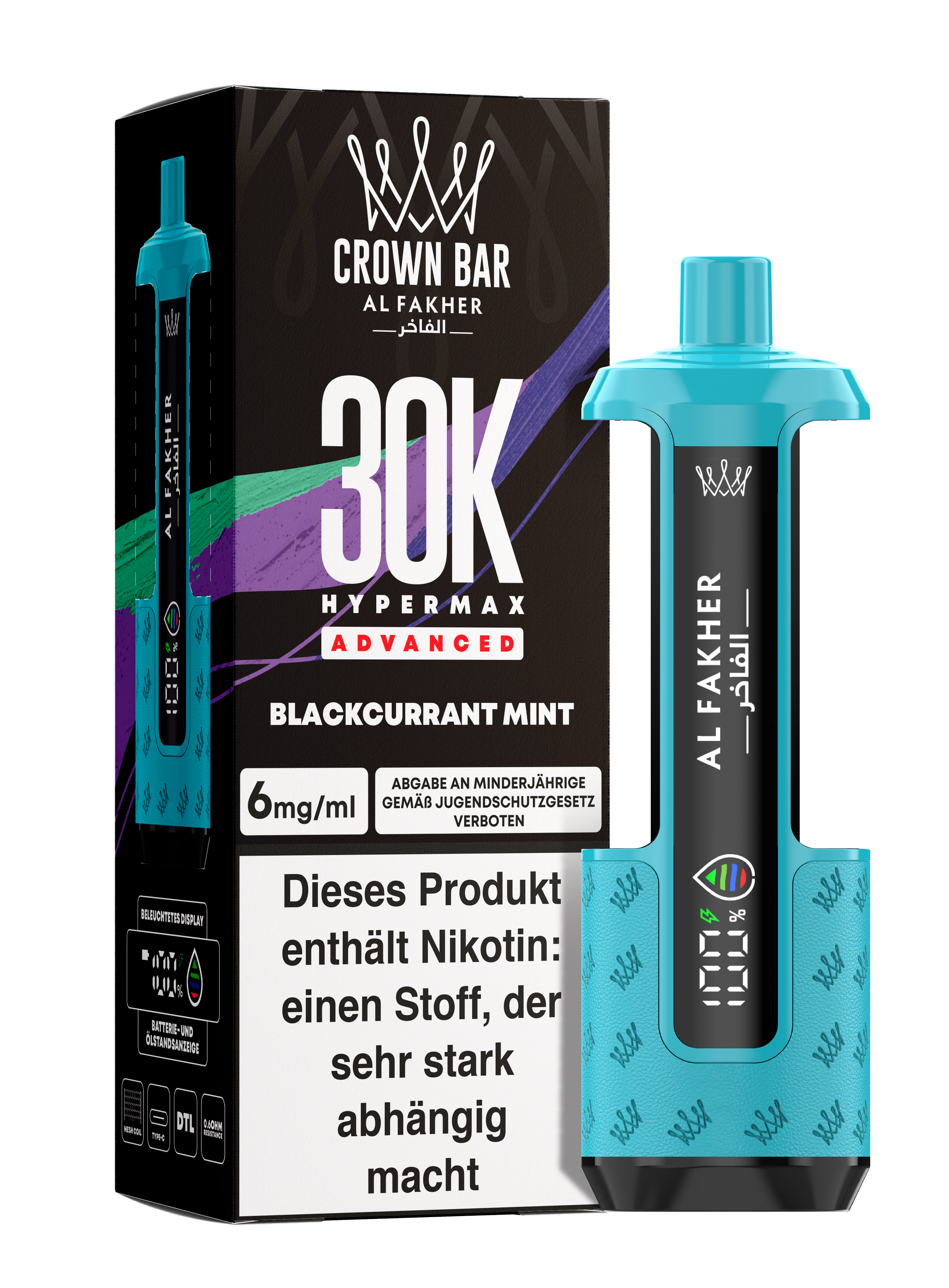 Al Fakher - Hypermax 30k 2ml Gerät + 2x10ml Pod - Blackcurrant Mint