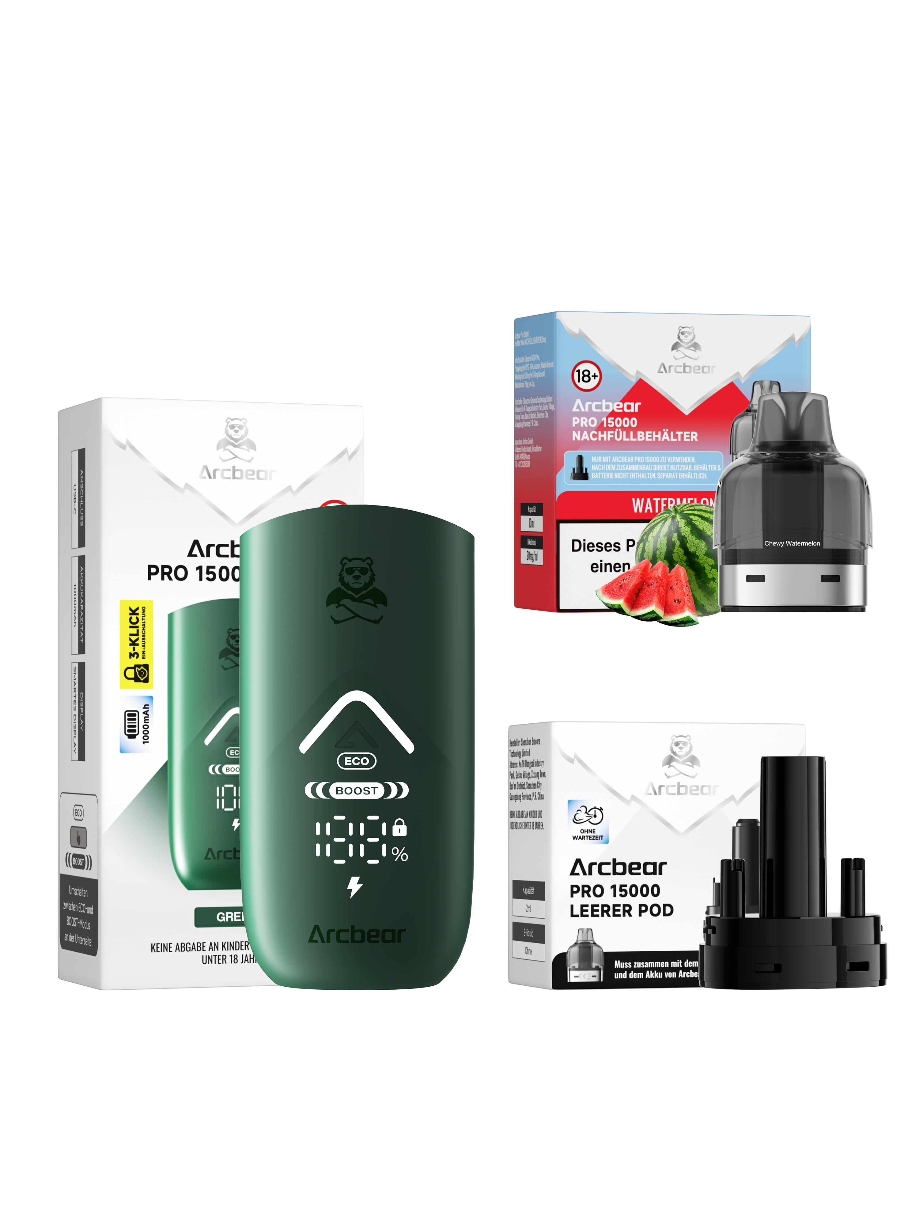 Arcbear - Pro 15000 Akku+Pod Set - Watermelon Ice