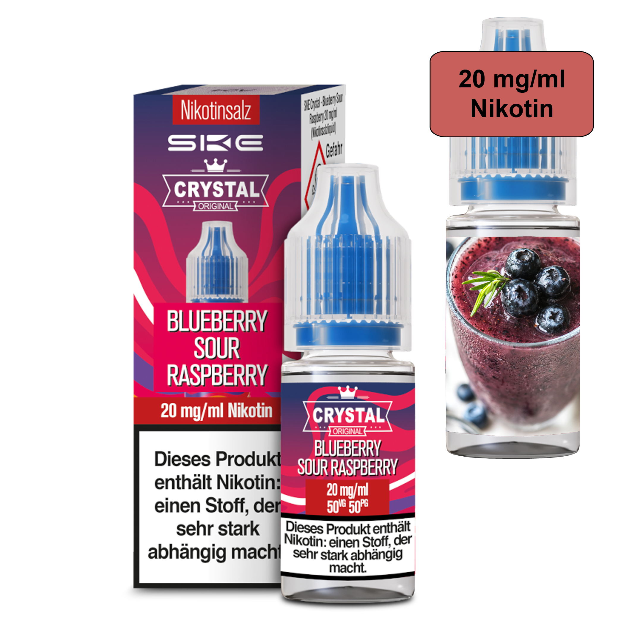 SKE Crystal Liquid - Blauberry Sour Raspberry 10ml - 20mg