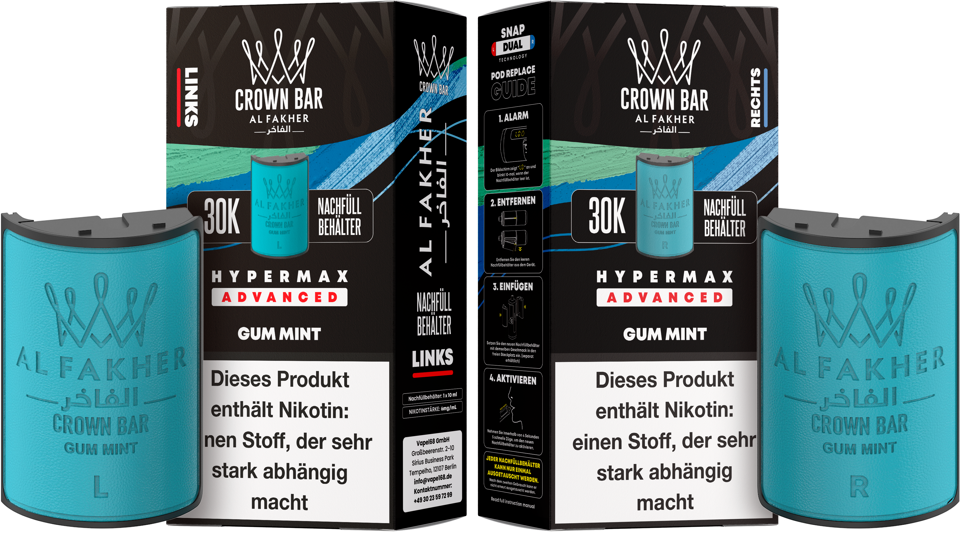 Al Fakher - Hypermax 30k 2x10ml Pod-Set - Gum Mint