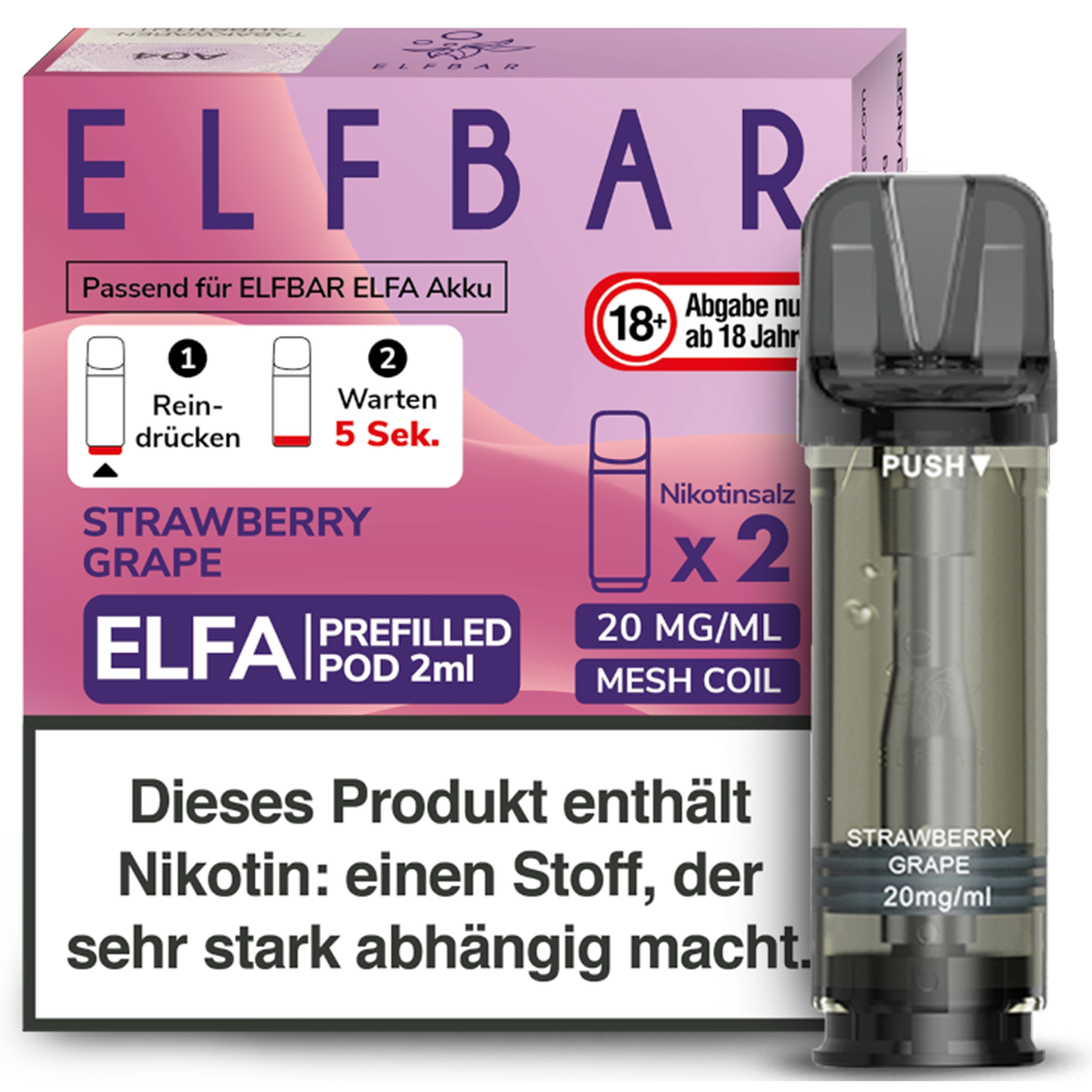 ElfBar - ELFA Pod - Strawberry Grape 20mg