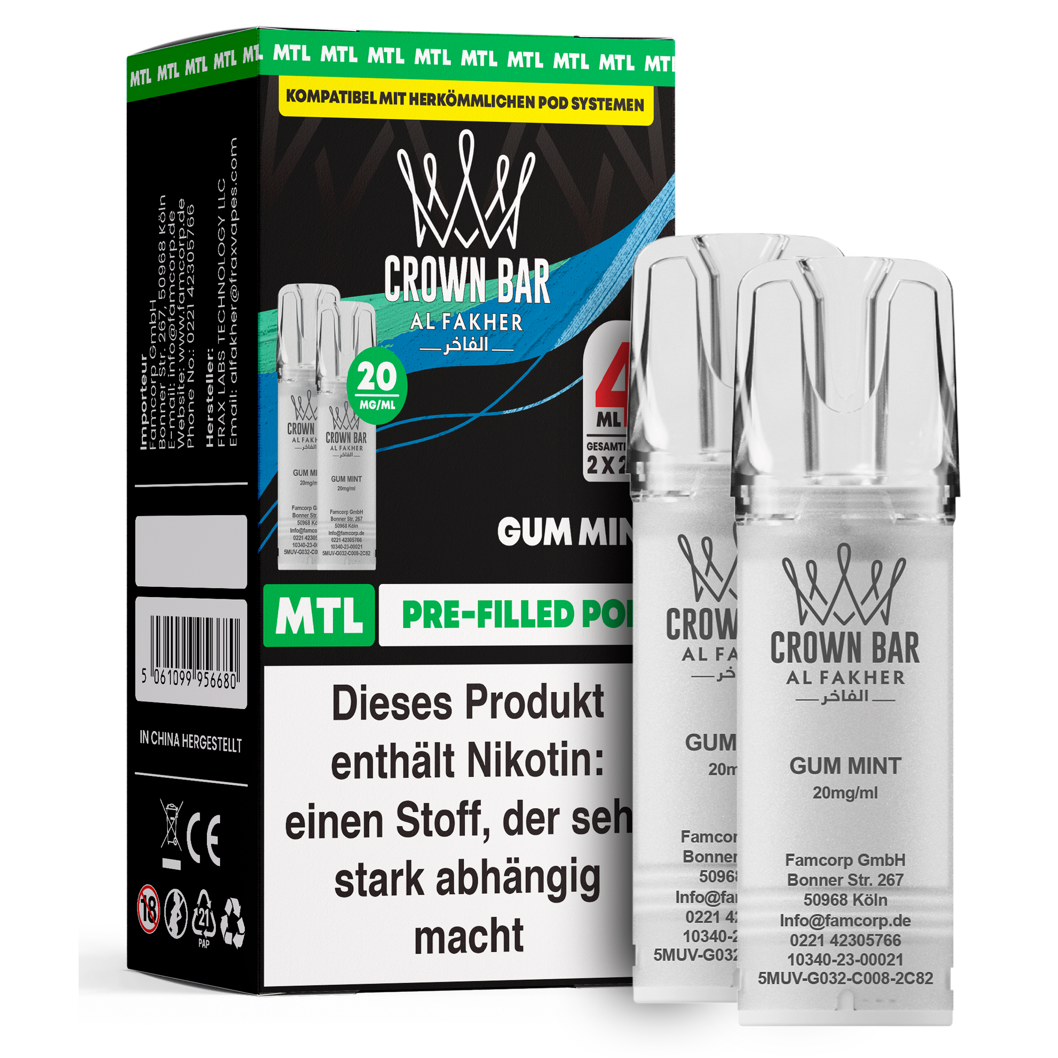 Al Fakher - Prefilled Pods - Gum Mint 20mg