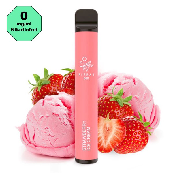 ElfBar 600 - Einweg E-Zigarette - Strawberry Ice Cream 0mg